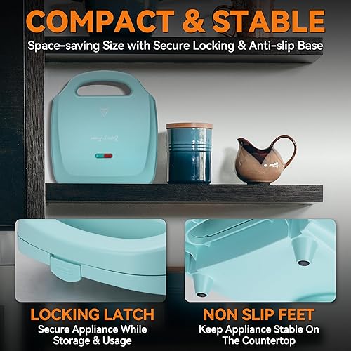 Miniatura 4 de Baker's Friend, Mini waflera de tamaño bocado para niños y adultos, pequeña máquina de gofres belga, 11 x 2.2 pulgadas, pequeña plancha de gofres