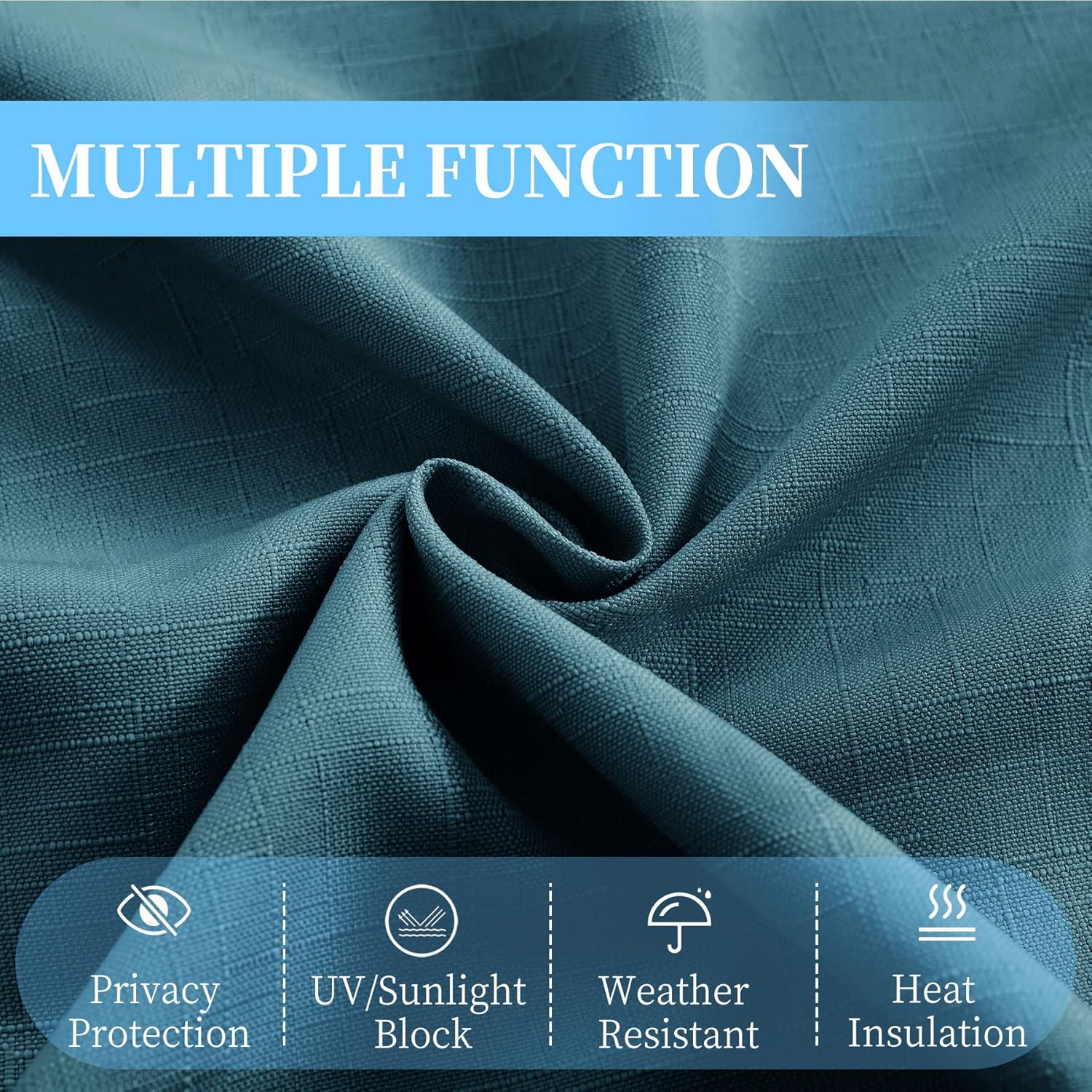 Macochico Waterproof Indoor/Outdoor Curtains, 84" W x 84" L, Linen Textured Curtain Panel for Gazebo/Pavilion/Porch/Yard/Cabin, Privacy Drapery Panels Sun Blocking Drapes (Teal, 1 Panel)