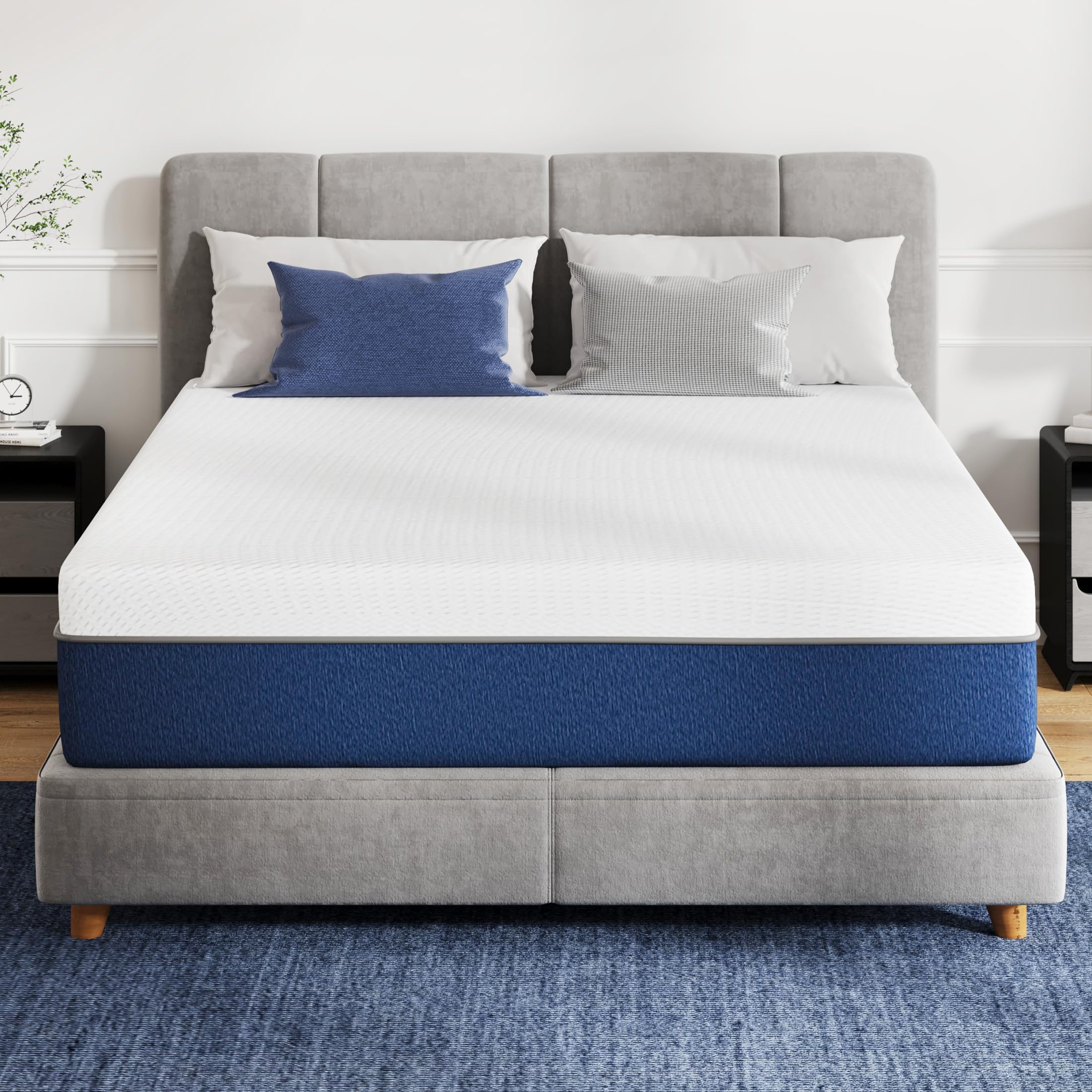 14 Inch King Memory Foam Mattress, Gel Cooling Mattress Bed in a Box, Fiberglass Free, Medium Firm, Back Pain Relief, CertiPUR-US Certified, 76”x80”x14”, White