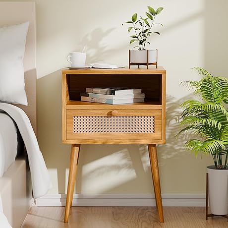 Charming MCM Rattan Nightstand with Sophisticated Style