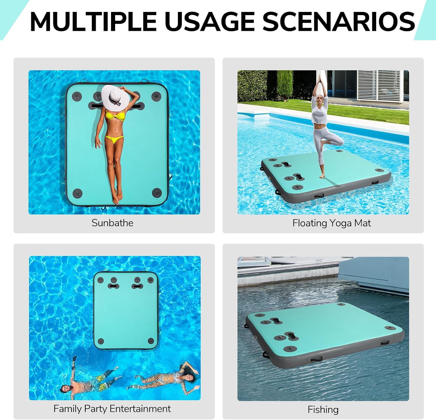 Ktaxon Inflatable Floating Dock, Heavy-Duty Water Inflatable Raft with Pump & Ladder for Pool Lake, Air Platform Float Island Rafts Mat Fits Adults