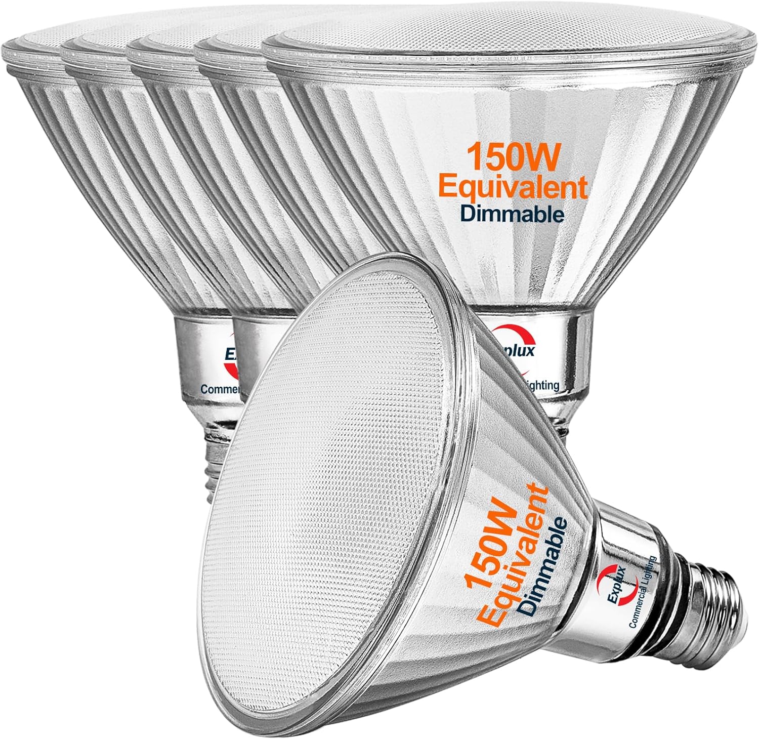 Explux Commercial-Grade LED PAR38, 150W Equivalent, 1600 Lumens, 40000 Hours, Classic Full Glass Flood Light Bulbs, Dimmable, Waterproof & Anti-Ageing, Bright White 3000K, 6-Pack 150w Equivalent 3000k Bright White 6 Pack