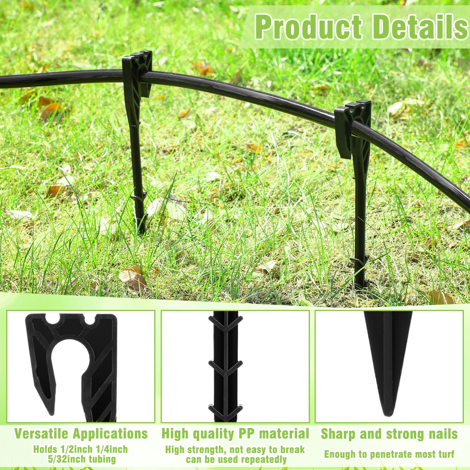 Briwooody 100 estacas de anclaje de sujeción para manguera de riego de 8 pulgadas para tubo de goteo de 1/2 pulgada, 1/4 pulgadas, 5/32 pulgadas, estacas de soporte de manguera de jardín de plástico