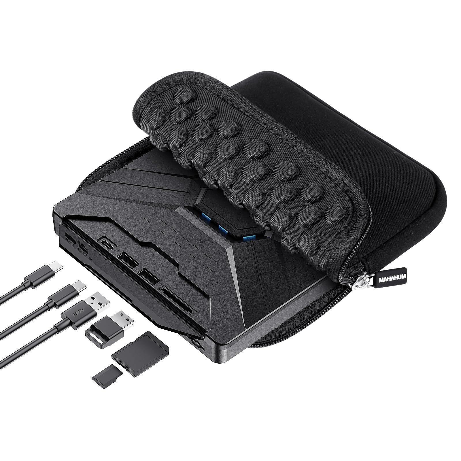 Unidad externa de CD/DVD para laptop, Mac USB 3.0 y reproductor de DVD portátil 8 en 1 tipo C, Plug & Play, con funda de transporte compatible con PC de escritorio Windows 11/10/8, Linux Mac