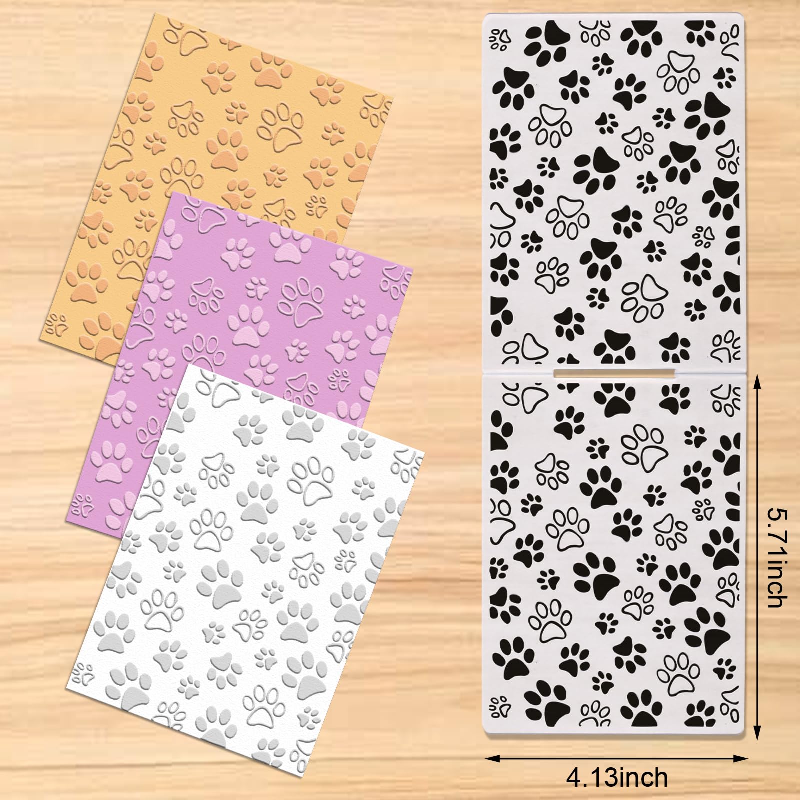 Glodecart Pawprint Background Embossing Folder, Plastic Textured Impressions Cute Dog Cat Footprint Embossing Folder Template for Card Making Dog Lovers Scrapbooking Paper Craft Album Stamps DIY Décor