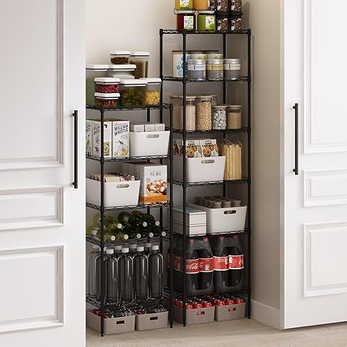 Miniatura 3 de Furinno Wayar Estante de almacenamiento de metal, 6 niveles, 17 x 12 x 64 pulgadas, color negro