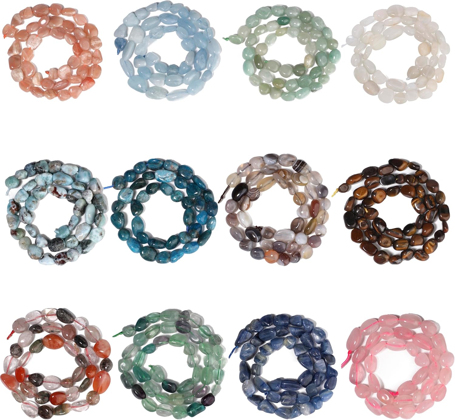 Yochus Irregular Colored Fluorite Beads for Bracelets 8-10mm, Colorful Gemstone Bead for Jewelry Making Strand 15 Inch (45-50pcs) - Image 6