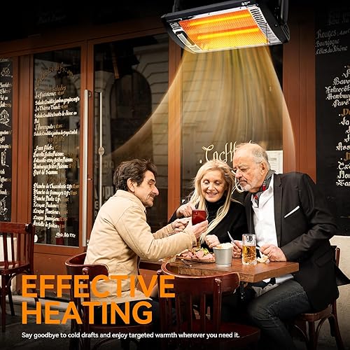 Miniatura 3 de Calentador eléctrico de garaje de 120 V, 7501500 W para montaje en techo, para garaje, tienda, patio con inclinación ajustable de 90, radiante de