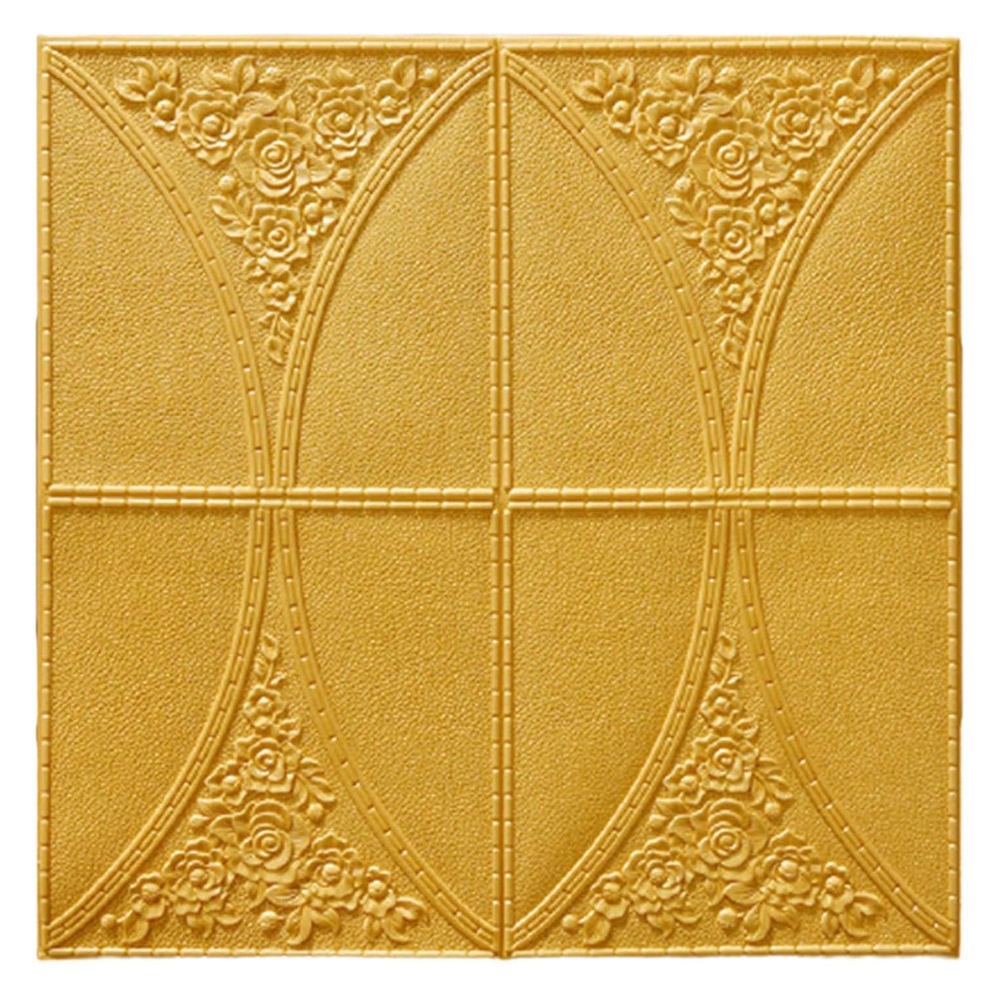 Panneaux muraux 70x70 cm papier peint 3D or imperméable | Dalle plafond amovible