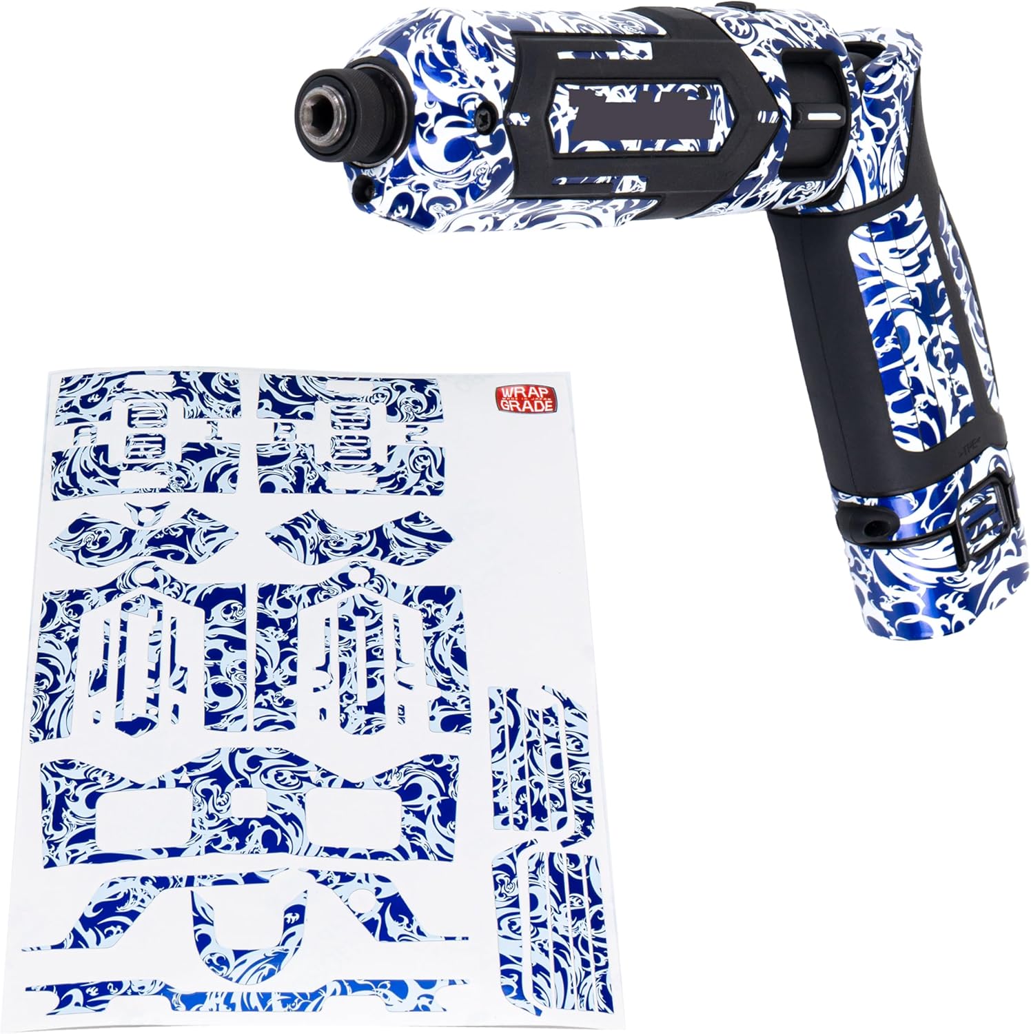 WRAPGRADE Custom Wrap Decal Stickers compatible with Makita TD022D Impact Driver (Chaos Tribal Blue)