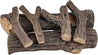 Skyflame 6-Pieces Set of Large Gas Fireplace Logs, Heat-Resistant Realistic Wood Logs for Indoor Outdoor Gas Firebowl Firepit