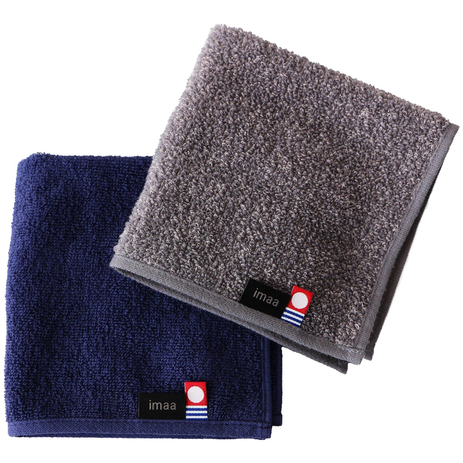 imaa Imabari Towel Handkerchief Set of 2 Navy Gray Cotton Japan