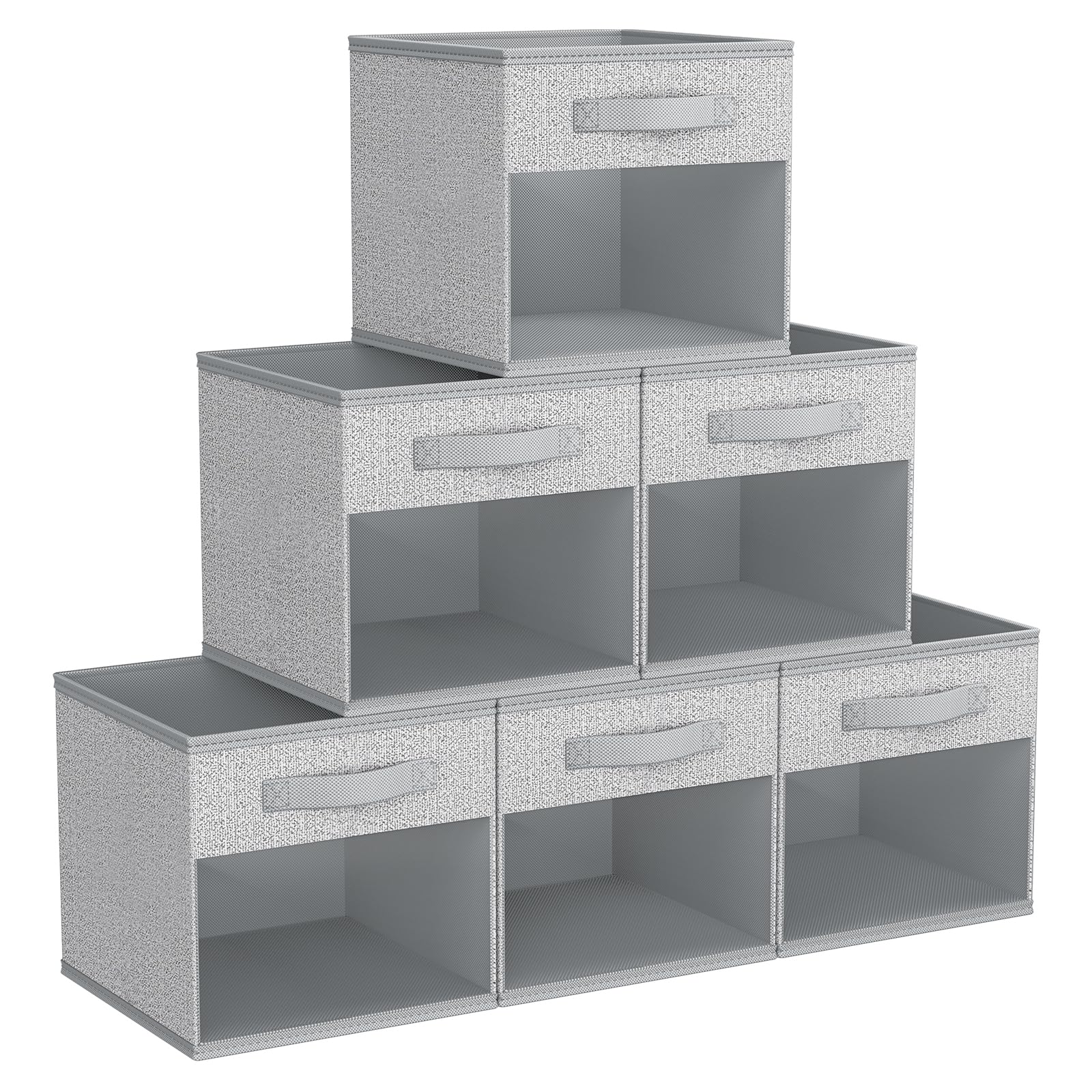 DIMJ Collapsible Storage Cubes, 6 Packs Cube Storage Bins with Window, Fabric Storage Baskets for Shelves, Closet Storage Boxes for Clothes, Toys, Books, Sundries Blended — image 1