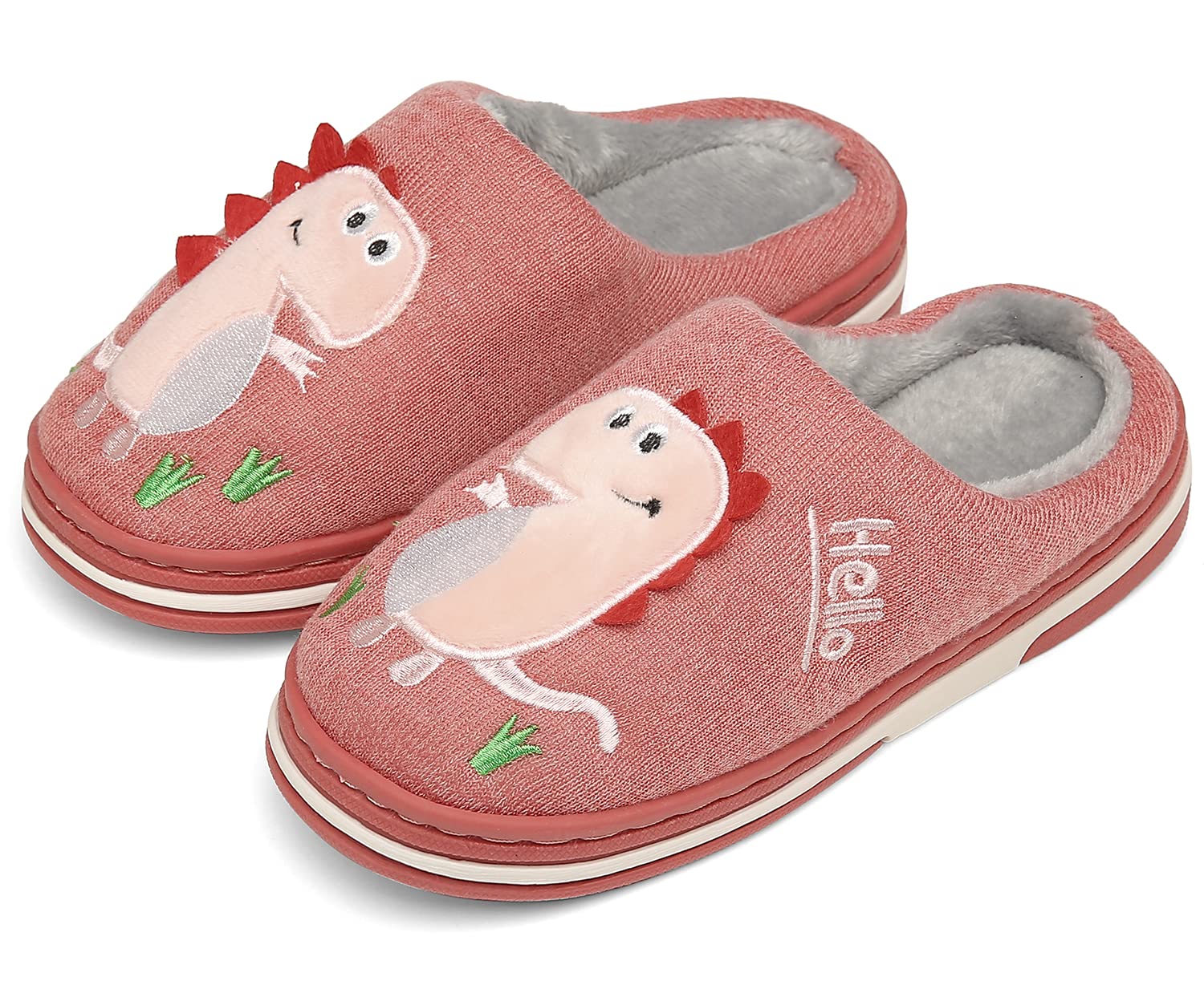 INMINPIN Inverno Pantofole da Casa Bambini Caldo Peluche Pantofola da Invernali Carino Dinosauro Comode Ciabatte Interne di Cotone per Ragazze Ragazzi