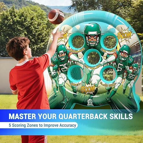 Miniatura 3 de 6Ft Inflatable Football Target Toss Game - Giant Outdoor Carnival Party Games for Backyard & Tailgate - Arcade Sports Toy with Electric Pump - 4
