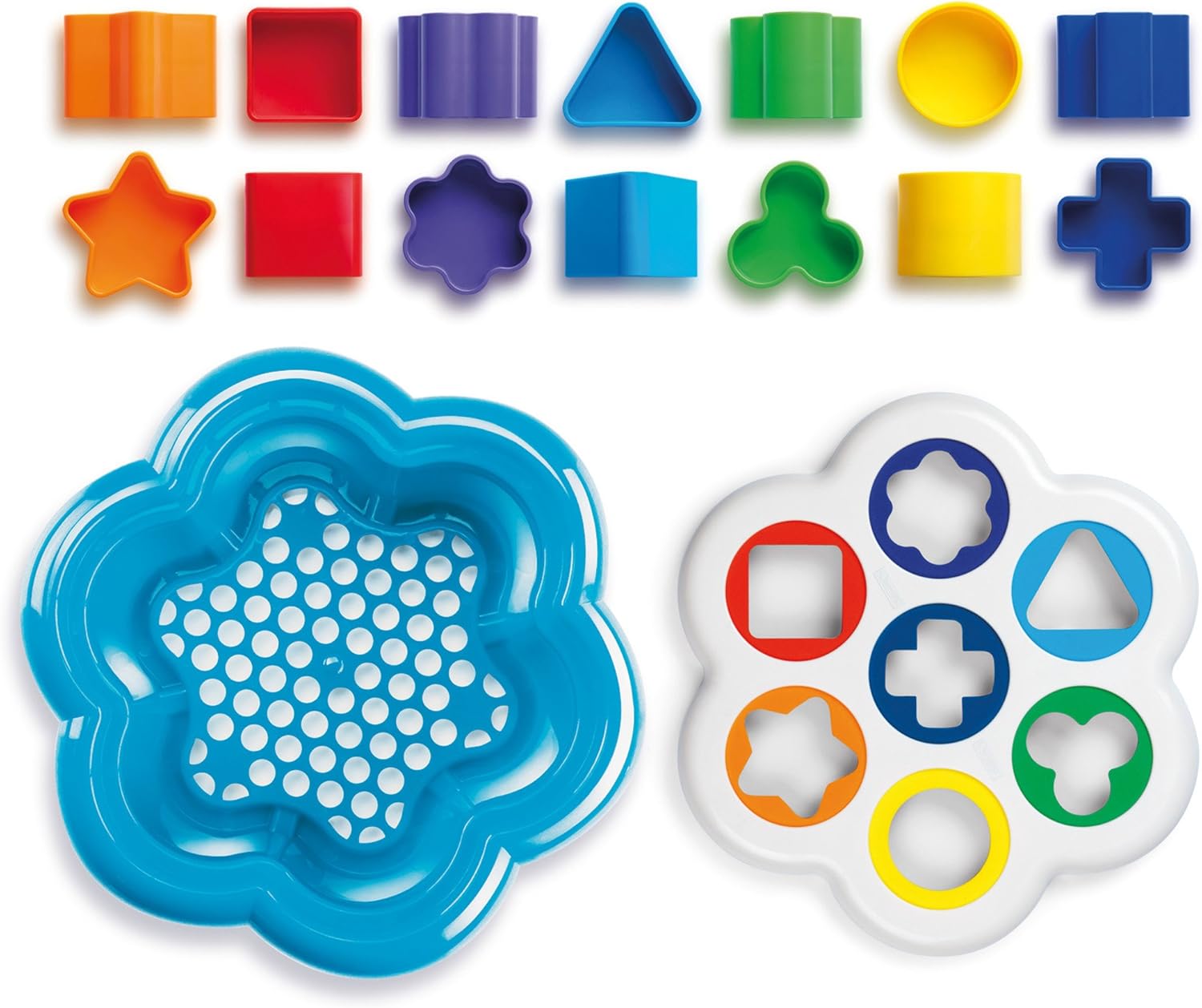 Quercetti Daisy Shape Sorter - Classic 16 Piece Shape and Color Sorting Toy (Made in Italy)