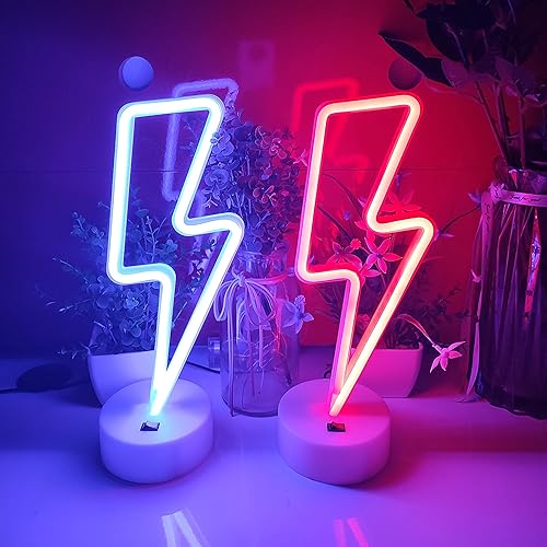 Miniatura 5 de JYWJ Letrero de neón con base de soporte, luz de neón alimentada por USB o 3 pilas AA, decoración LED de pared de escritorio, varias fiestas,