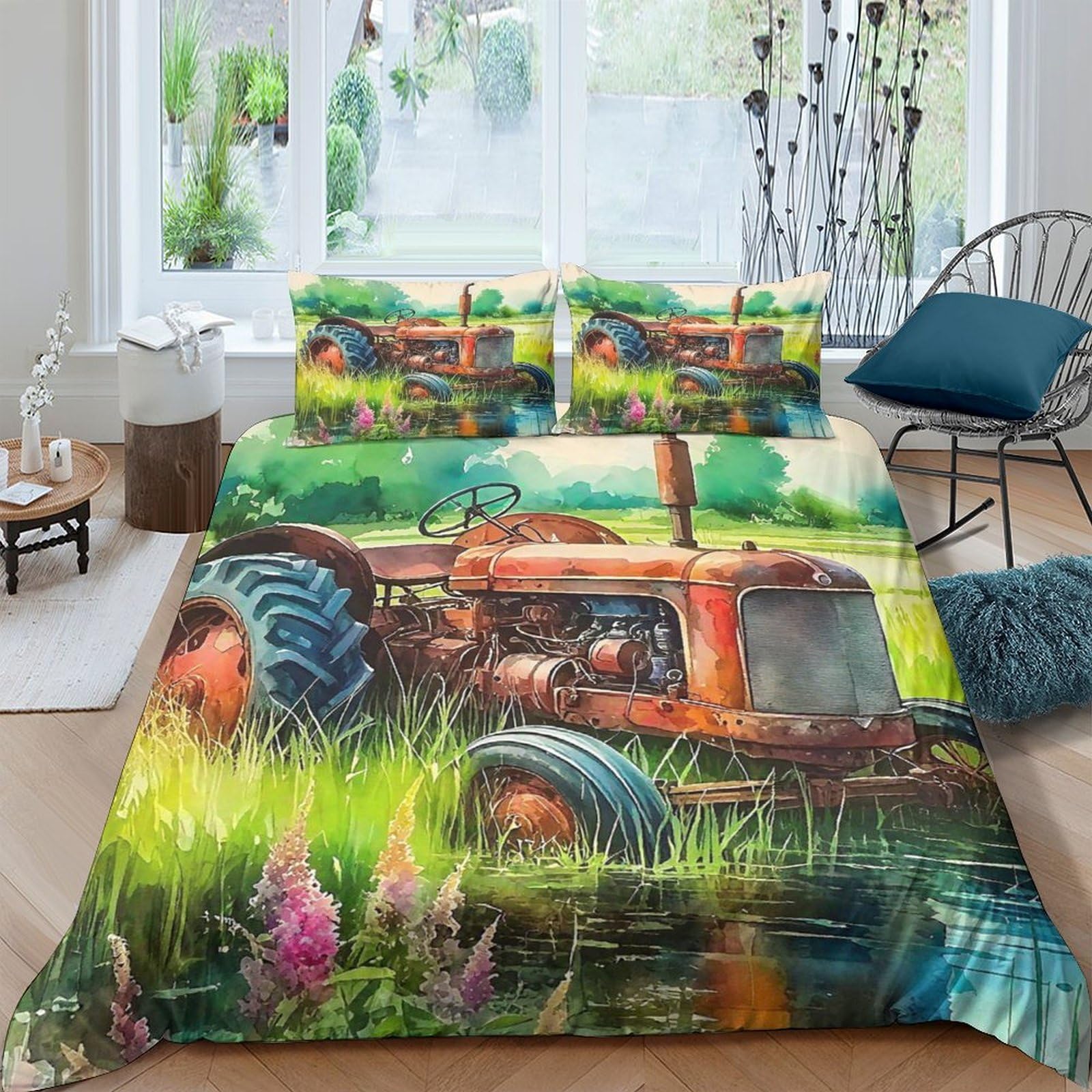 Housse de couette machines agricoles 3D pour décorer une chambre d'enfant passionné