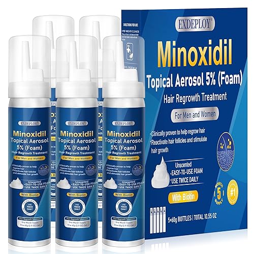5% espuma minoxidil para hombres, paquete de 5 unidades, impregnada con biotina, tratamiento para el crecimiento del cabello, soporta cabello y