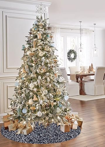 Miniatura 79 de Falda negra para árbol de Navidad de 46 pulgadas, falda de árbol de lentejuelas de terciopelo para árboles grandes, falda de árbol de Navidad