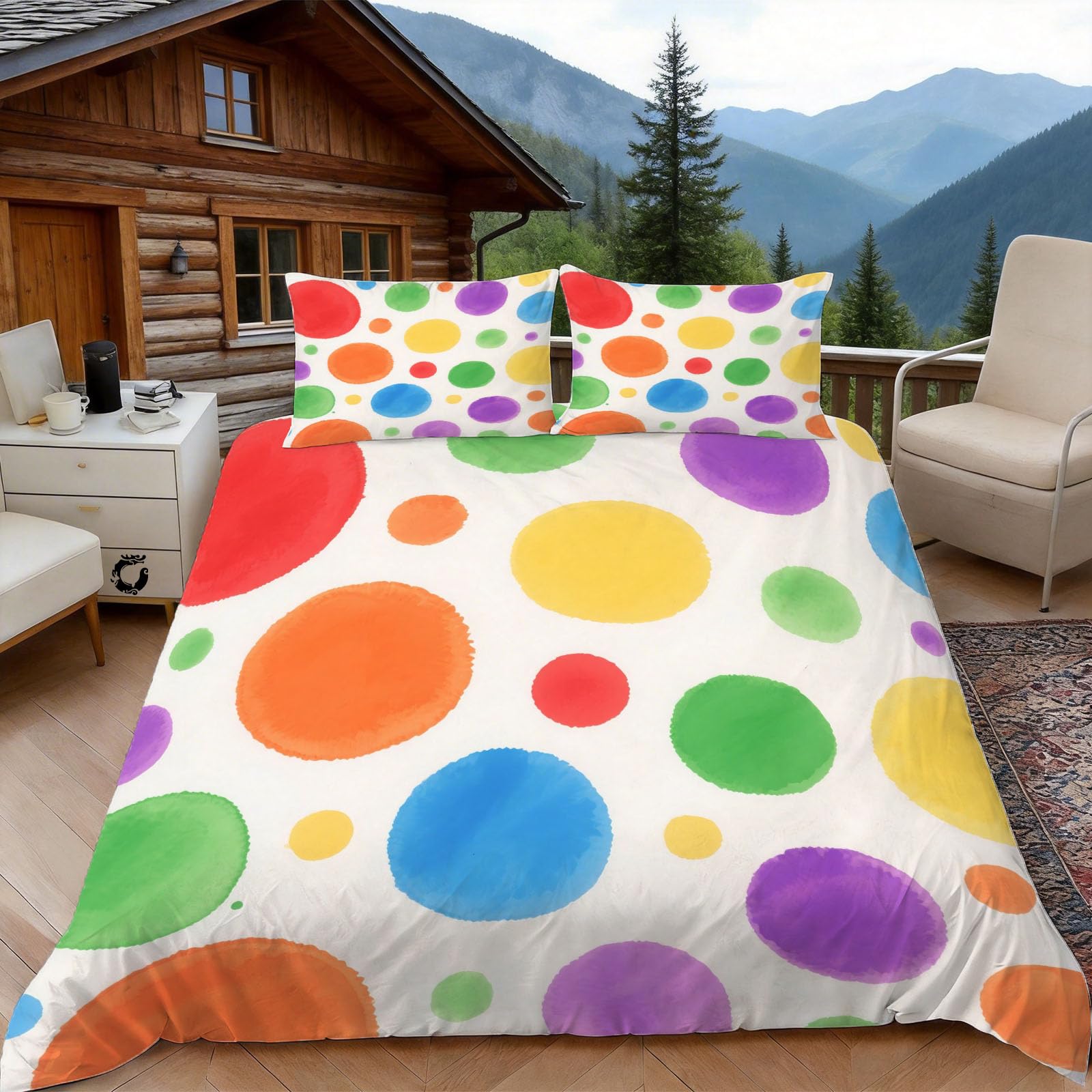 Housse de couette 140x200 parure de lit 1 personne microfibre art avec taies 65x65