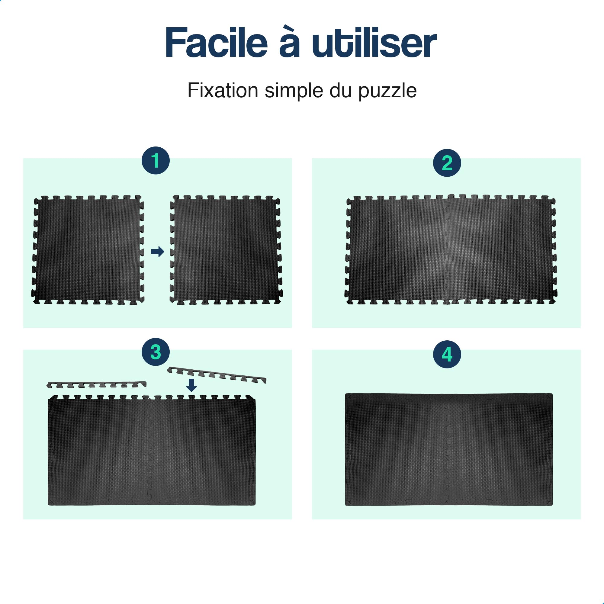 Hulser Tapis Puzzle de Fitness - 60 x 60 x 1,2 cm - Tapis de Protection de Sol pour salles de Sport et Maison - pour appareils de Fitness - d'entraînement