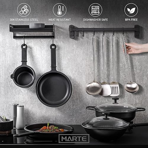 Miniatura 2 de Juego de herramientas de espátula y cucharón para wok, mango largo de 16.5 a 17 pulgadas de largo de acero inoxidable 304, juego de espátula y