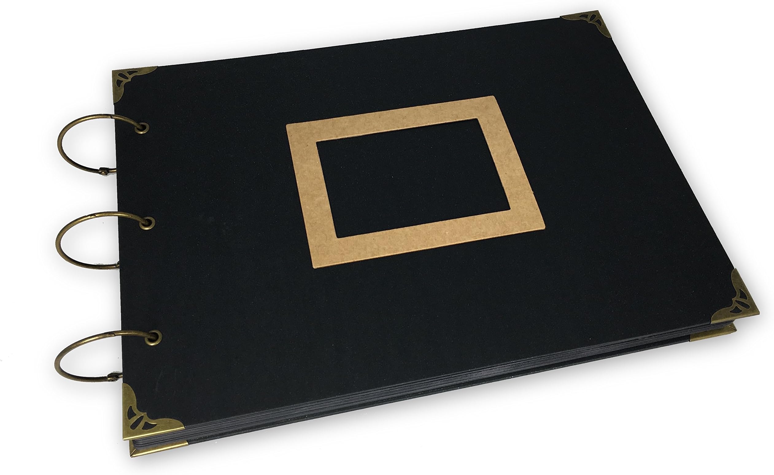 zhuosu Black Glitter - Extra Large Scrapbook DIY Photo Album with Self Adhesive Photo Frame and Protective PVC Cover, Wedding Guest Book, Photo Booth Album (Landscape, Black Paper)