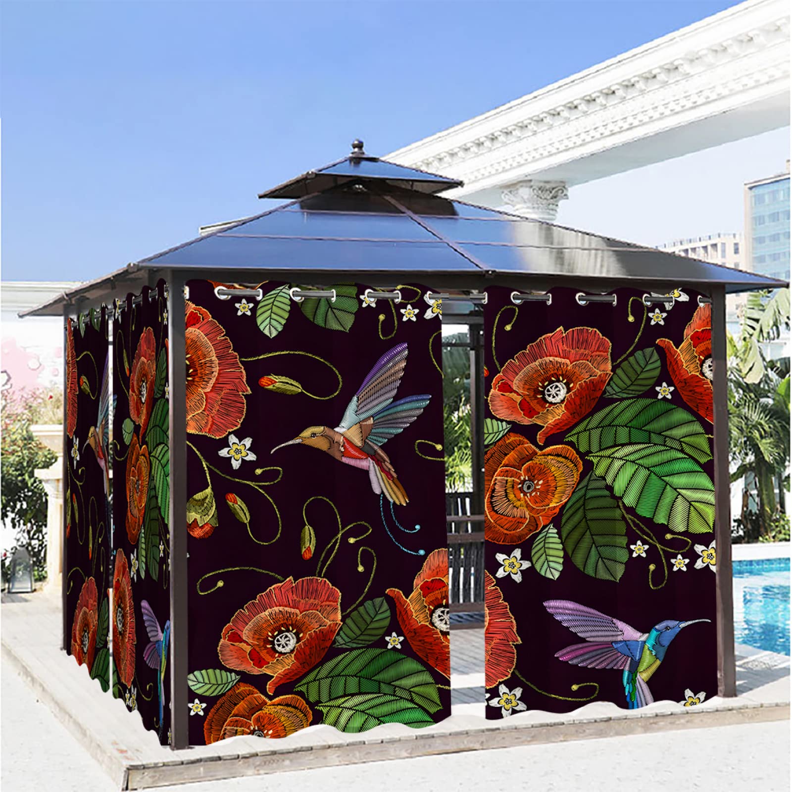 Rideau extérieur imperméable violet à oeillets pour jardin 140x245cm