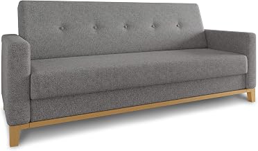 Sofnet Wood Sofa with Sleep Function - Sofa Bed with Bed Box, Sofa Bed, Solid Wood, Upholstered Sofa with Wooden Feet, Couch Set, Couch (Grey (Twist 21))