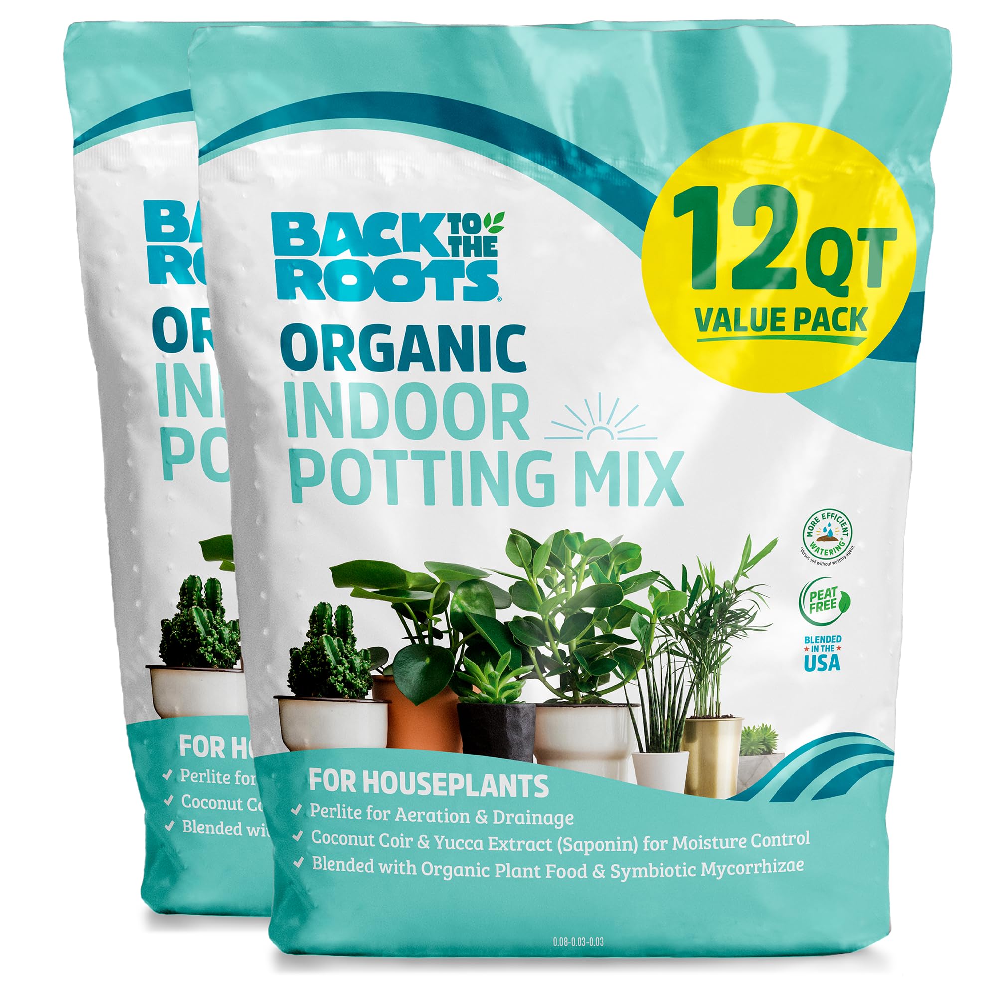Back to The Roots 100% Organic Indoor Potting Mix (Value 12 Quart) | Promotes Healthy Houseplant Growth| Made in The USA