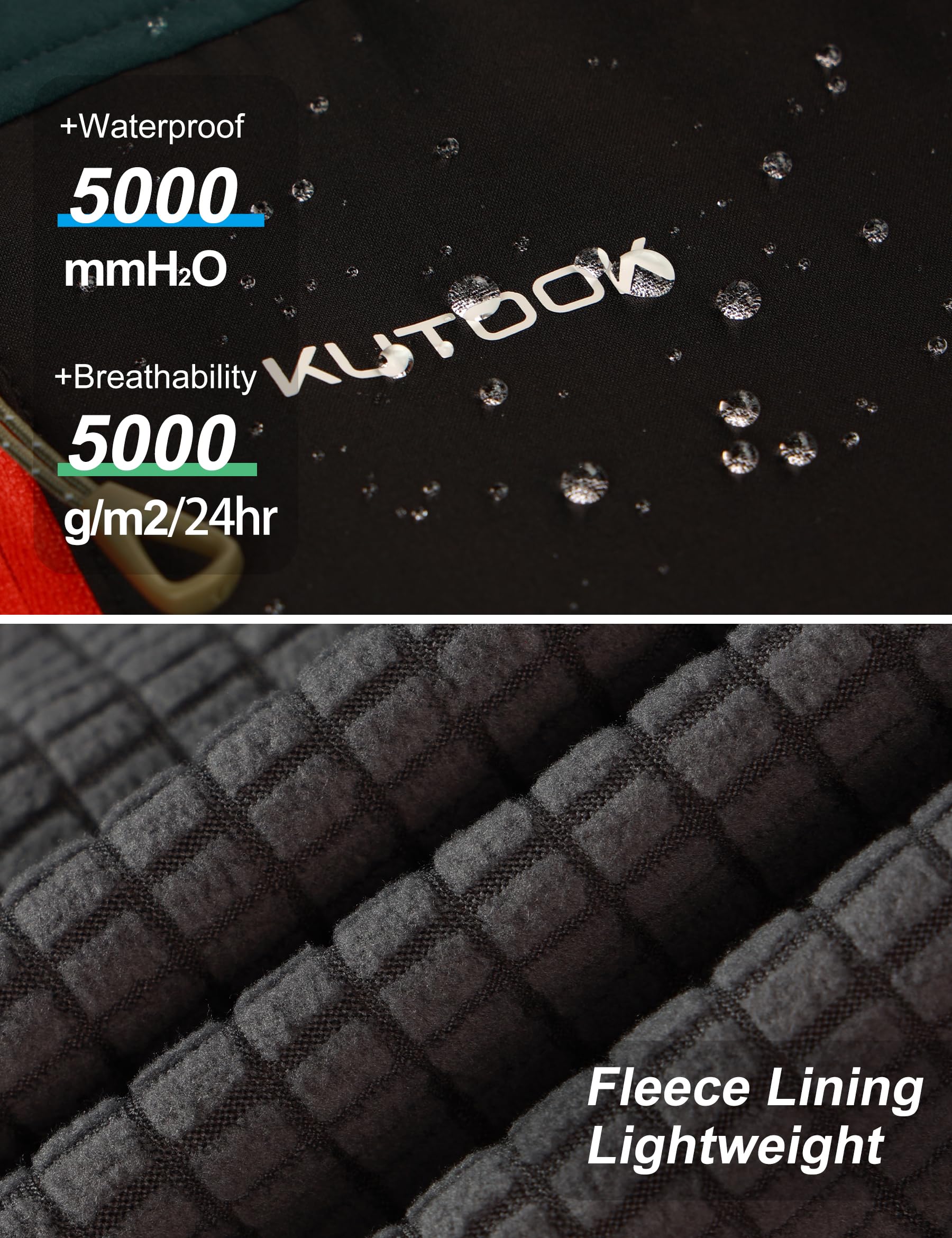 KUTOOK Chaqueta Softshell Hombre Ciclismo Forro Polar Térmica Montaña Senderismo Invierno Impermeable Cortavientos