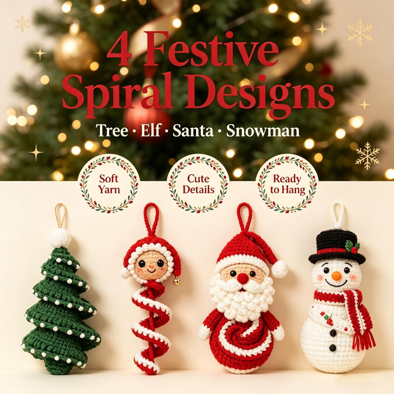 Kit Fai Da Te Per Ornamento A Spirale Con Pupazzo Di Neve All’uncinetto (4pc)