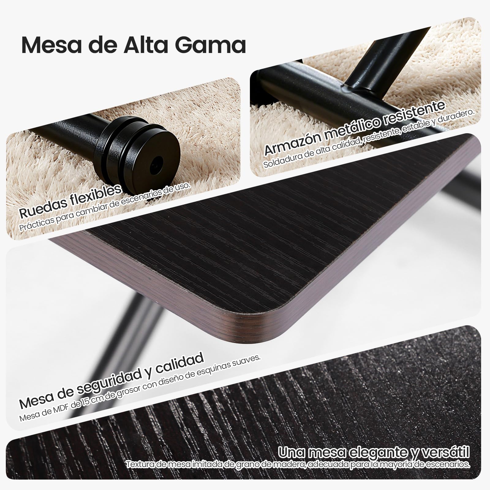 Mesa de Centro Elevable y Extensible, Mesa de Café 3 en 1 con Superficie Extensible para Comedor, Sala de Estar y Oficina,Nogal Negro