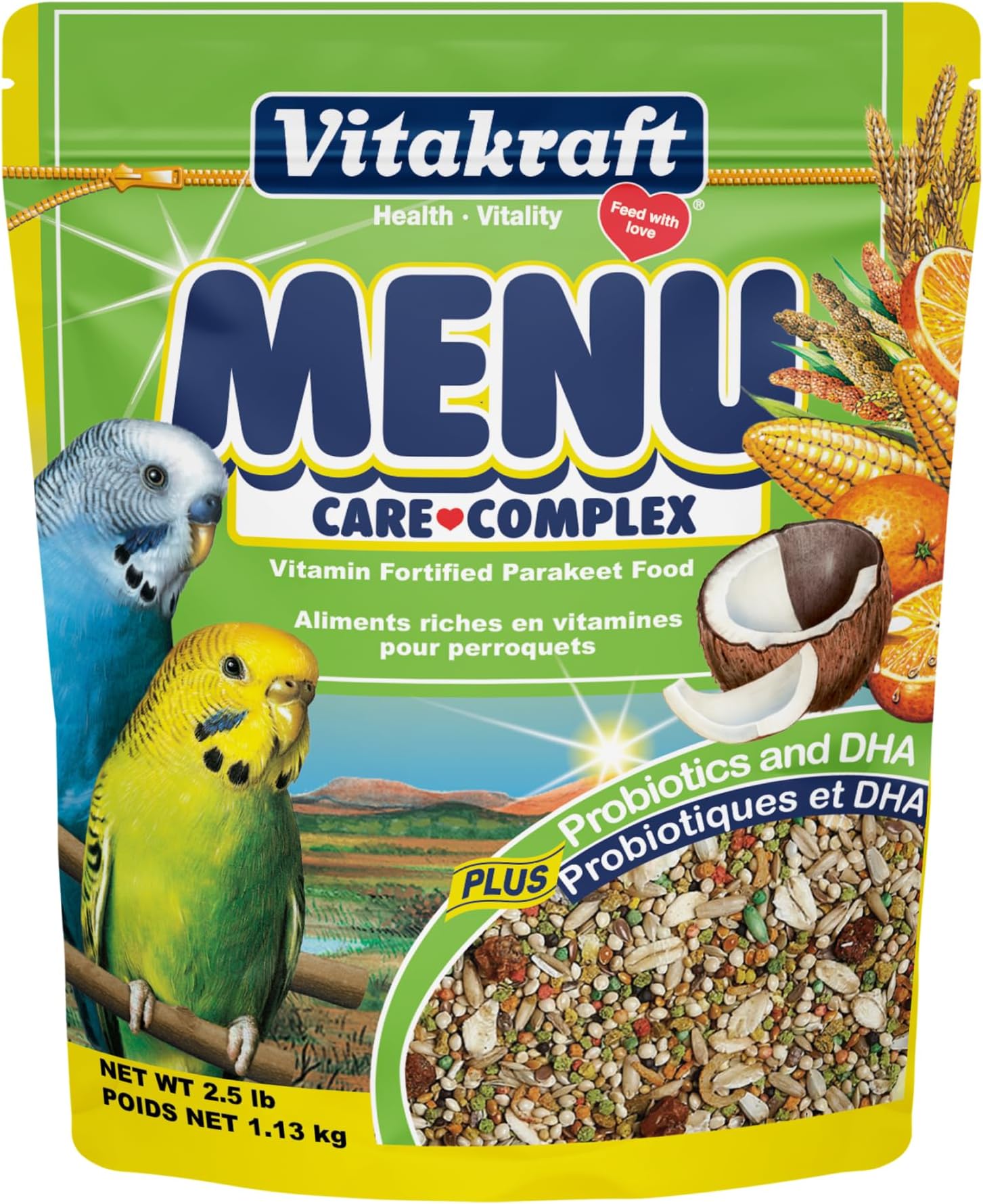 Vitakraft Menu Premium Parakeet Food - Vitamin-Fortified - Daily Pet Bird Food