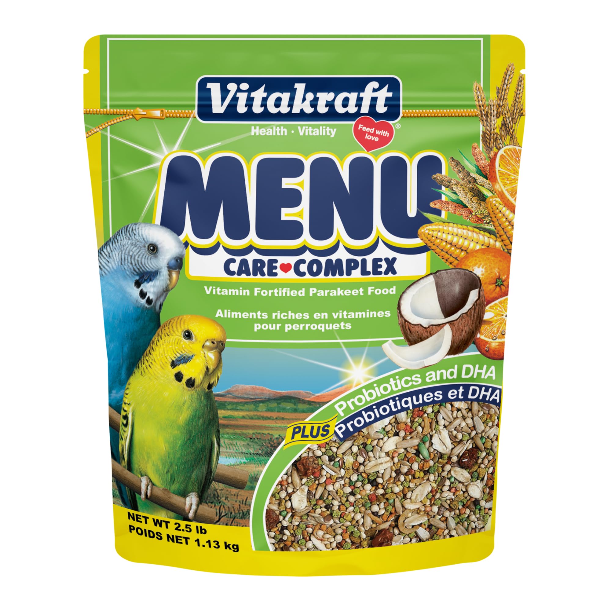 Vitakraft Menu Premium Parakeet Food - Vitamin-Fortified - Daily Pet Bird Food