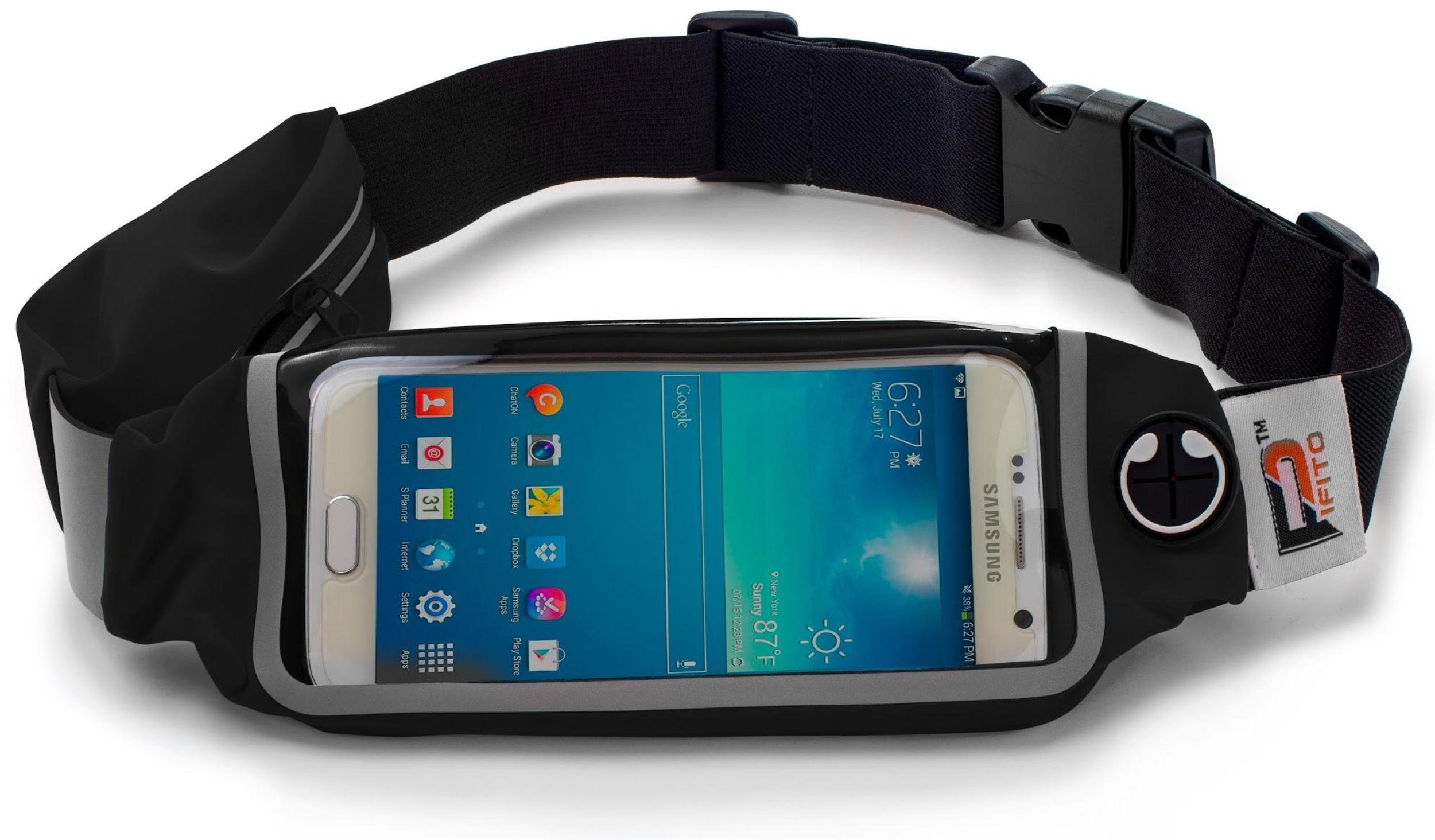 Pifito Running Belt (TM) - 2 Pocket Design Waist Pack for iPhone & Keys - Fanny Pack Pouch for Sports, Exercise, Jogging or Gym Workout