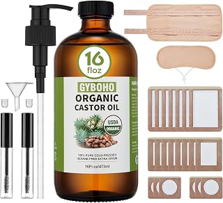 Castor Oil Pack Wrap and 16oz castor oil Organic with Castor oil Patches for Belly Button -Stomach-Back-Neck-Foot-knee