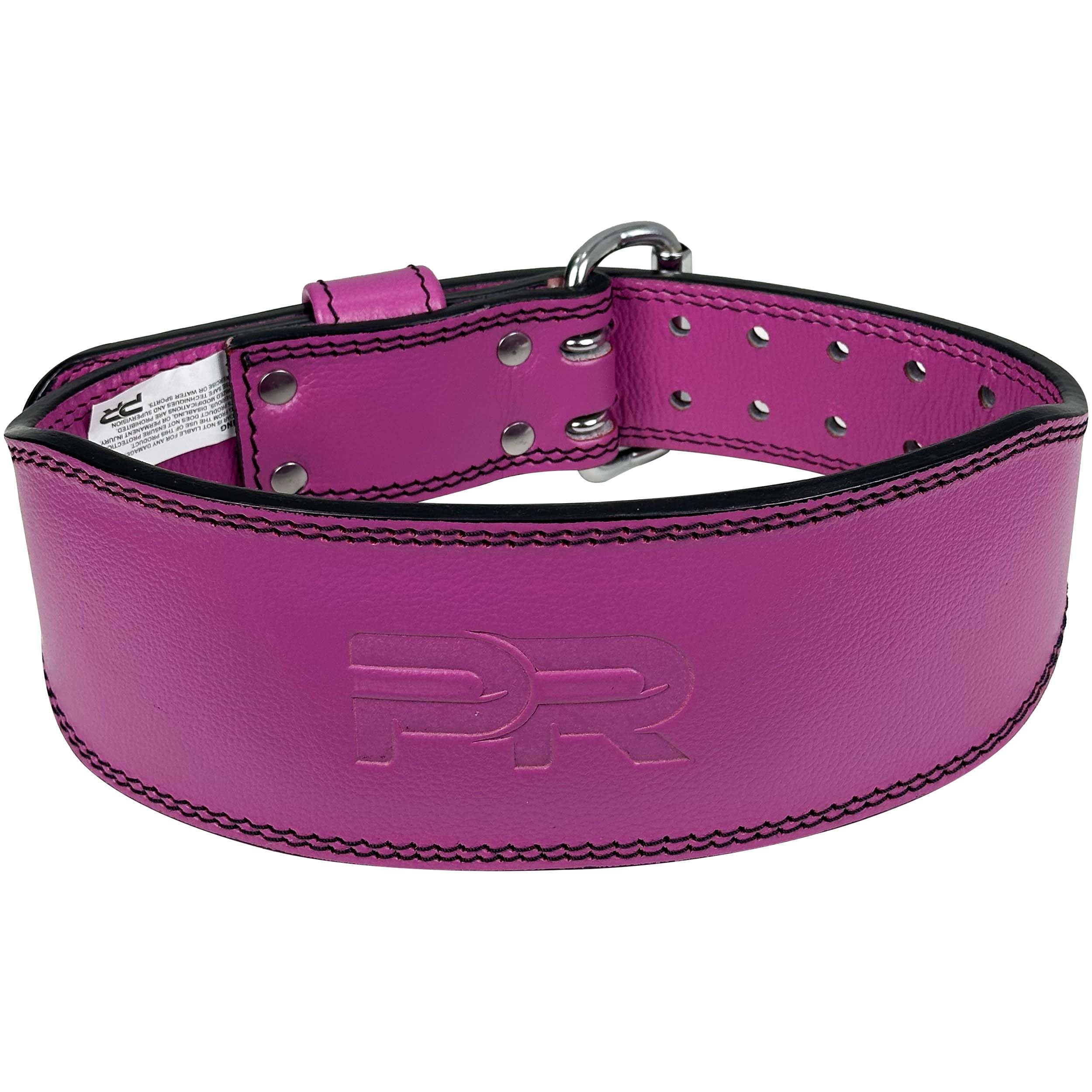 Women's 100% Pure Heritage Full Grain Leather Lifting Belt – Handcrafted with Extra Padding, Double Prong Buckle & Double Stitching (Pink L)