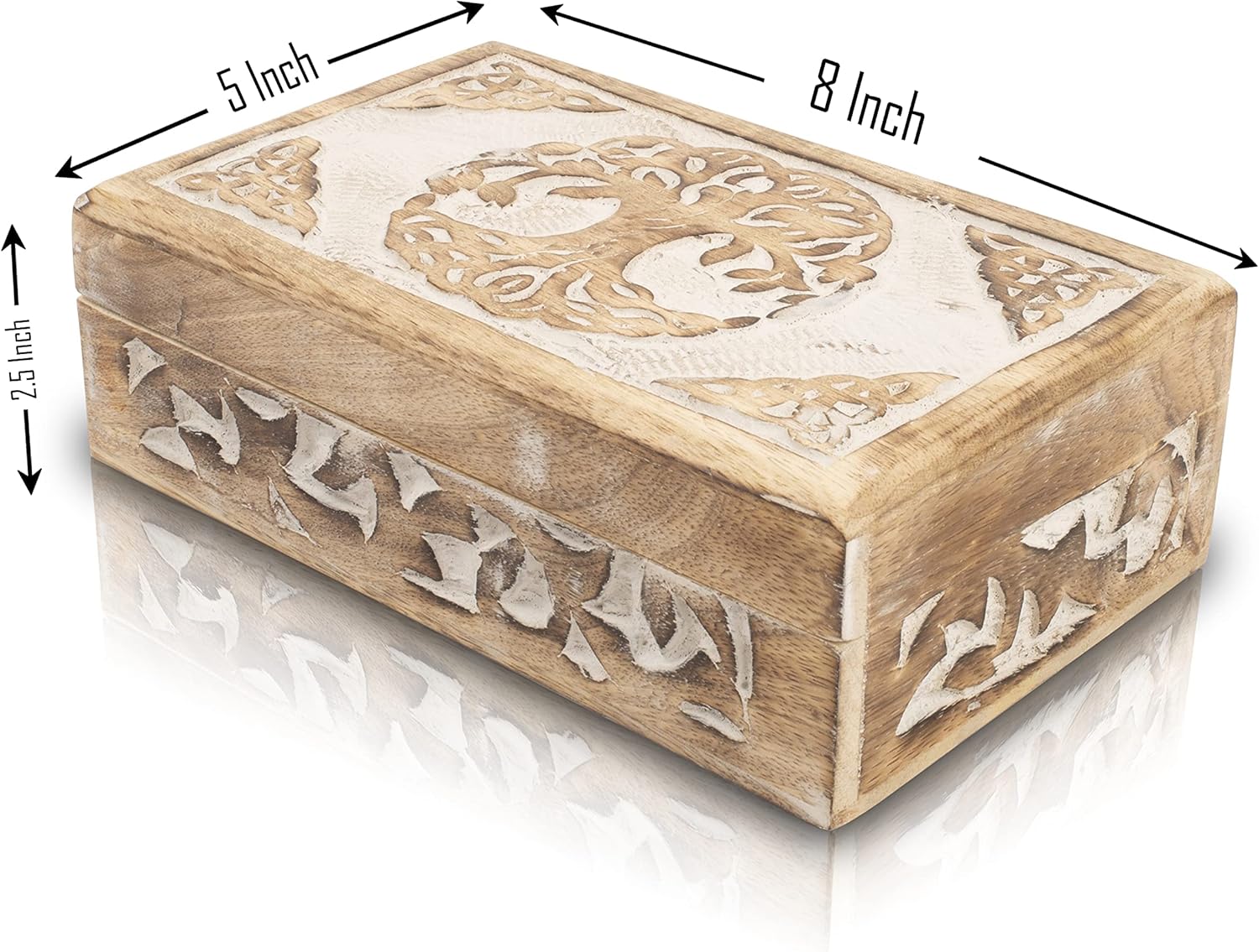 Great Birthday Gifts Handmade Decorative Wooden Jewelry Box Tree Of Life Carving Jewelry Organizer Keepsake Box Treasure Chest Trinket Holder Watch Box Storage Lock Box Housewarming Gift