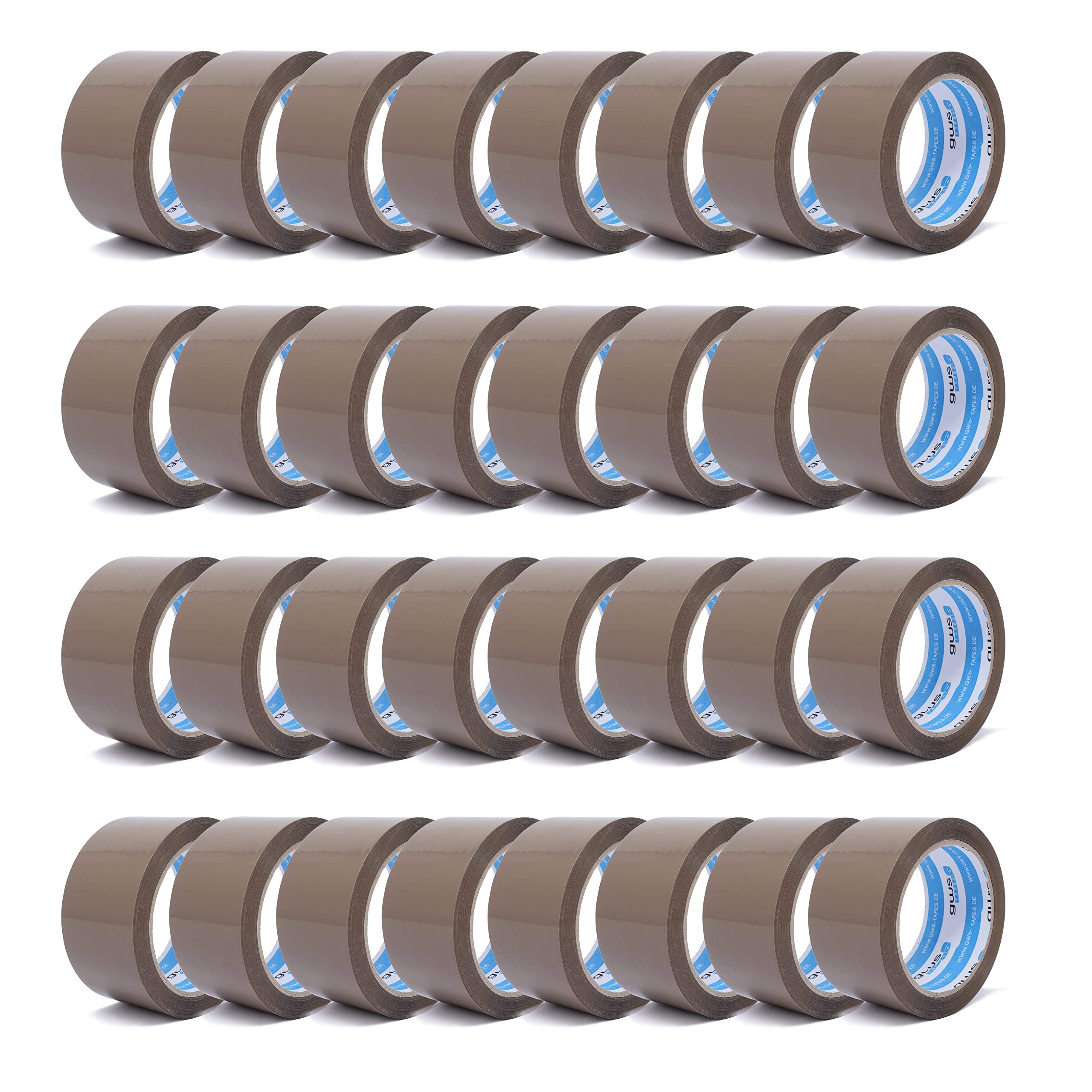 gws Cinta adhesiva para embalar de polipropileno, silenciosa, enrollada silenciosa; cinta de embalaje con alta adherencia en calidad profesional, 66 m x 50 mm, grosor: 50 μm (36 rollos - marrón)