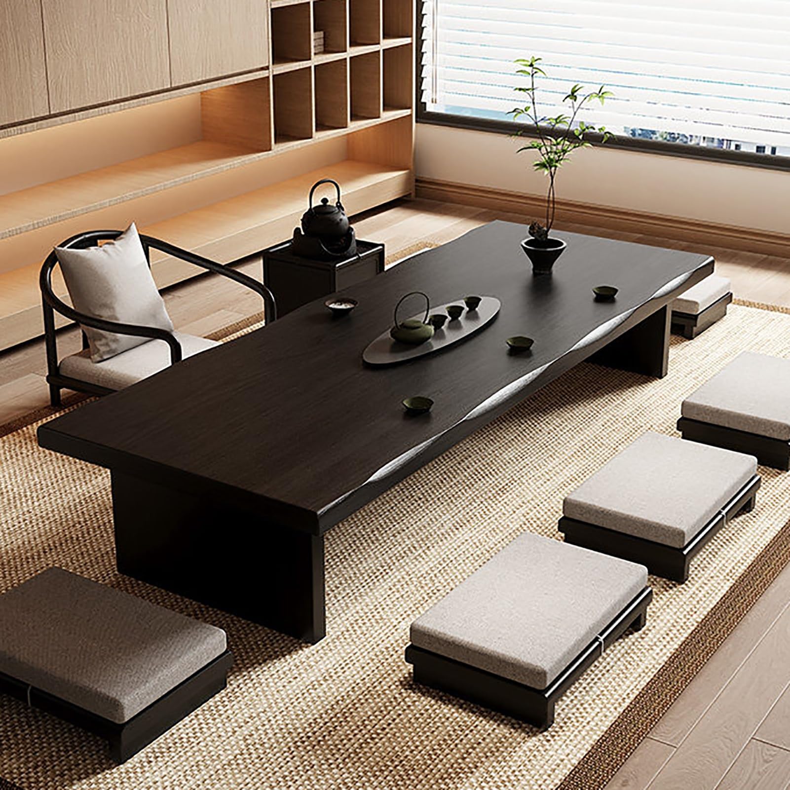 JHDXL Tavoli da Salotto Giapponese per Tatami, Tavolo Basso per Sedersi Sul Pavimento, per Seduta a Pavimento, per Cibo e Pratiche Spirituali(140 * 60 * 35cm/55.1 * 23.6 * 14in)