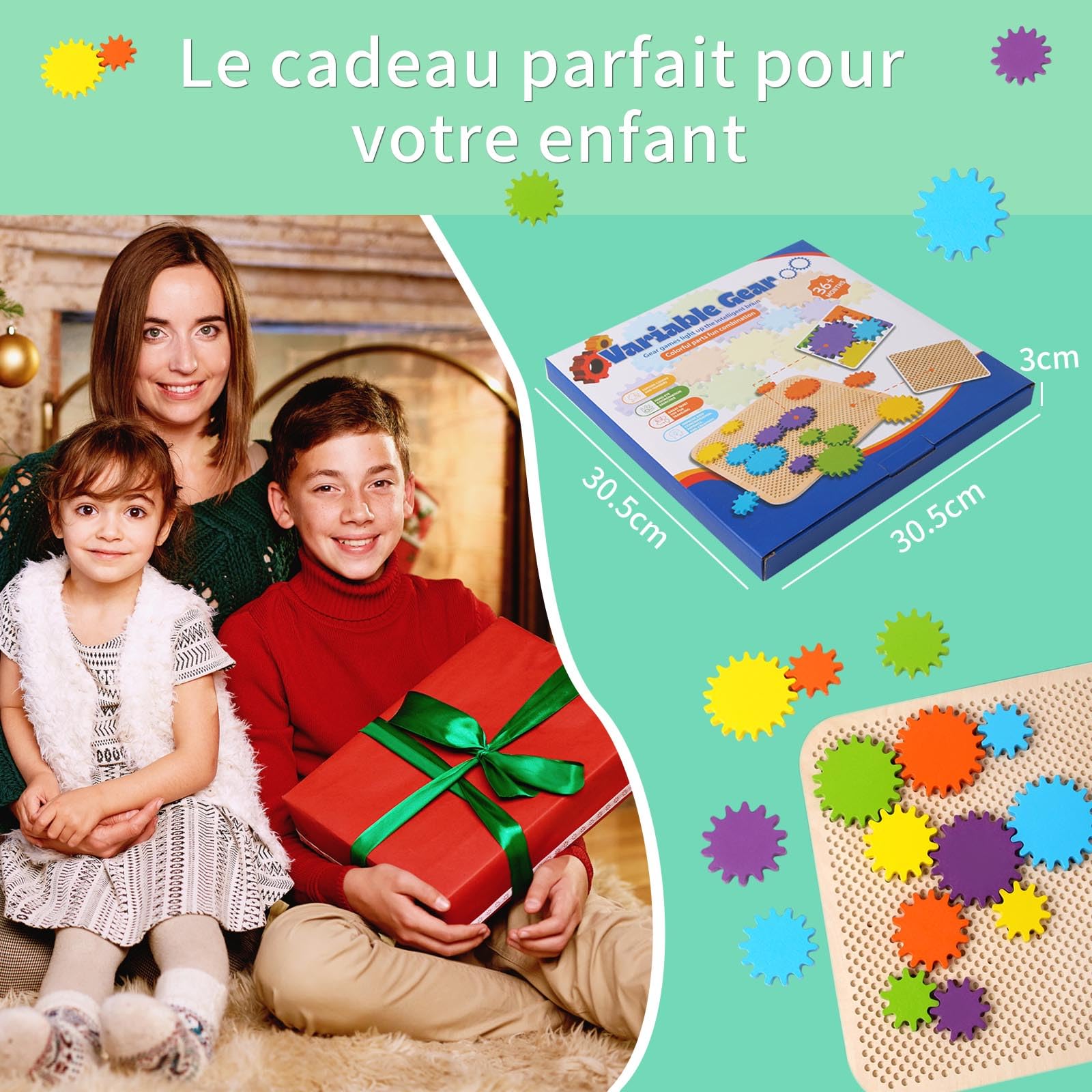 Jouet Montessori 2 3 4 5, Jouets Gear Board, Jeux Enfants 2 Ans, Engrenage, Motricité Fine, Busy Board, Jouets en Bois, Cadeau 2-5 Fille Garçon