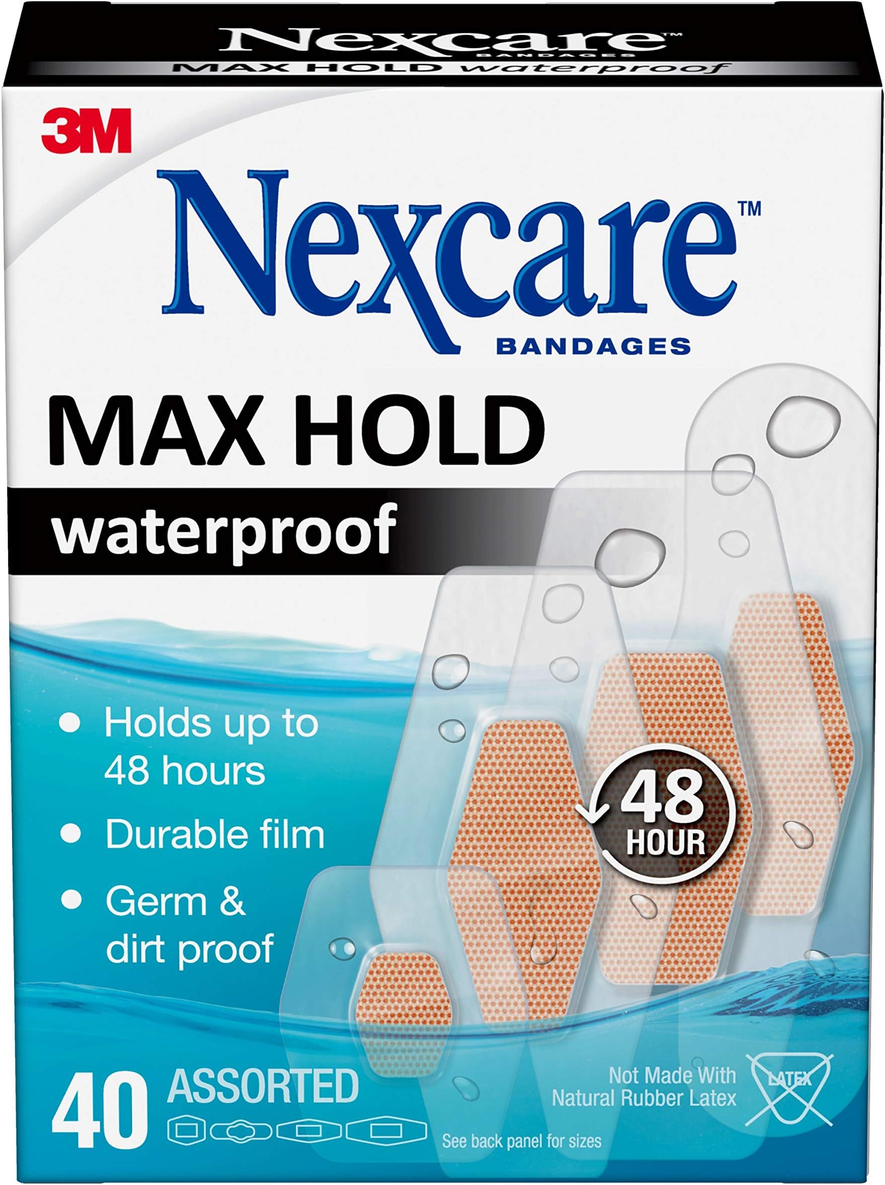 Max Hold Waterproof Bandages, Assorted 40 Count (Clear) / 40 Count