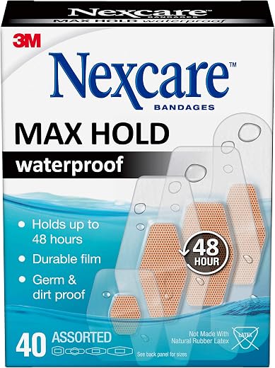 Nexcare Max Hold Waterproof Bandages, 40 Count