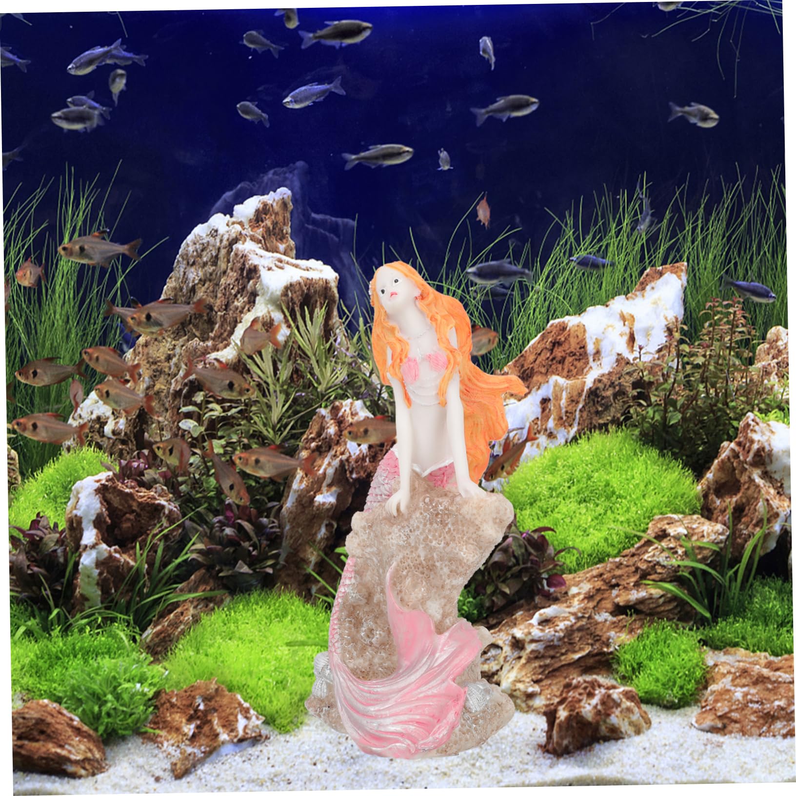 Cabilock 2 Pezzi paesaggio del serbatoio di pesce arredamento ornamento sirena in resina per acquario decorazioni artigianali in resina fornitura acquario sirena paesaggistica acquario rosa