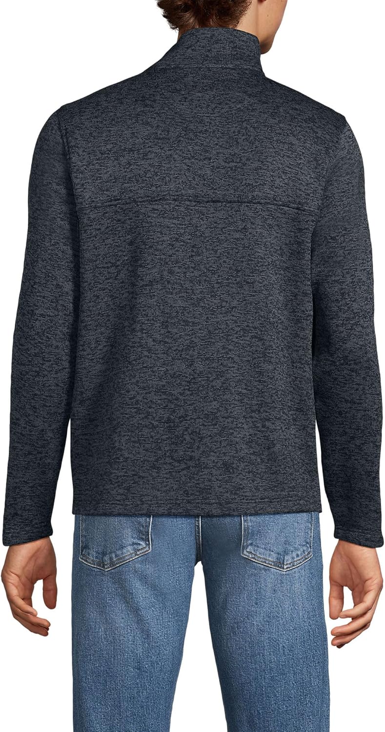 Lands' End Men's Sweater Fleece Snap Neck Pullover Jacket