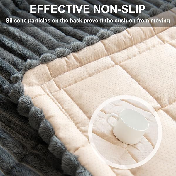 ShowyLive Sofa Covers 1 2 3 4 Seater Non Slip Sofa Slipcovers Super Soft & Thick Corduroy Sofa Cushion Covers Sofa Protectors from Pets/Kids/Dogs(Dark Grey, 28 * 59 inch/70 * 150CM) - 3