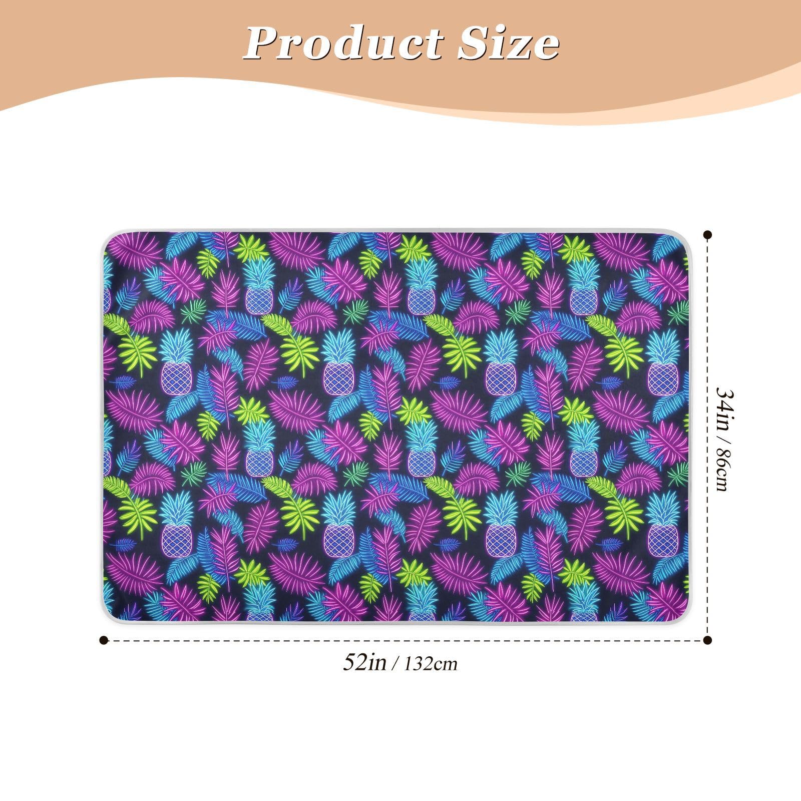 Summer Neon Pineapple Leaf Bed Underpads Waterproof Washable Bed Wetting Sheet Portable Cradle for Kids Adults Pets , 52