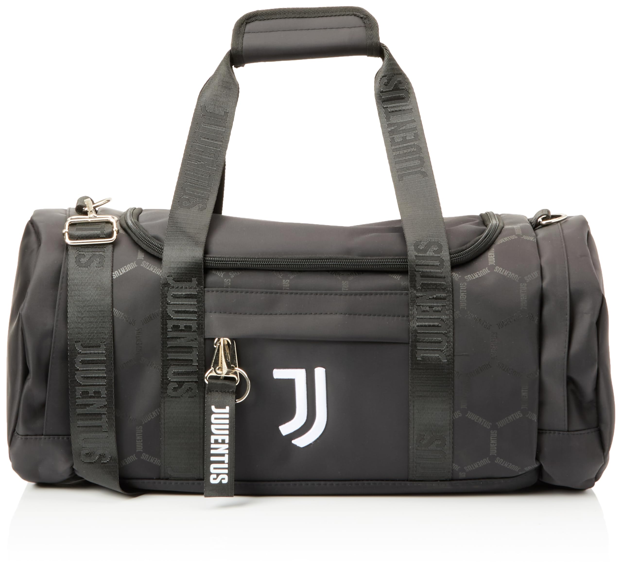 Bolsa de 54 x 25 x 25 cm con Bordado 3D e impresión Pattern 133418 Juventus, Negro, Bolsa con Varios Bolsillos y Llavero